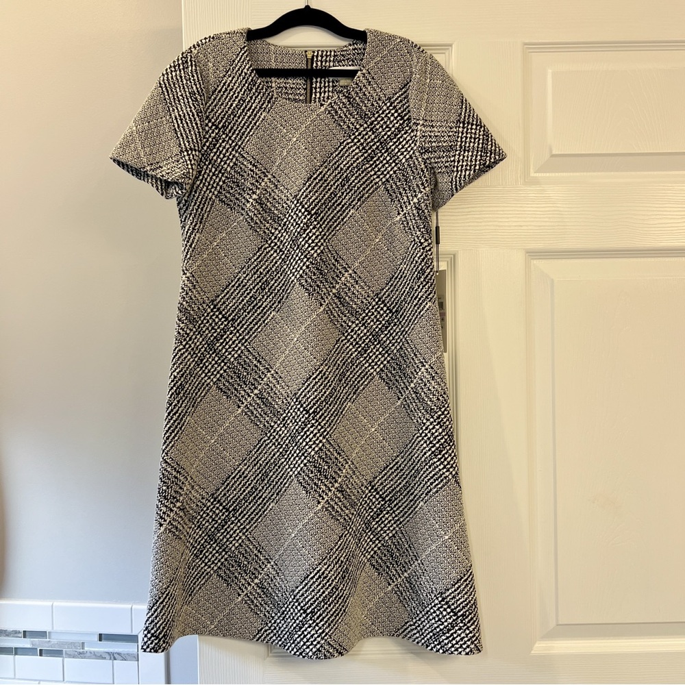 Calvin Klein Black and White Plaid Dress